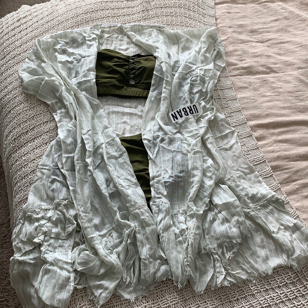 Beautiful Mint and Natural Lacey Cover Up